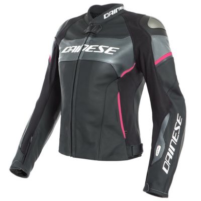 Dainese D-AIR RACING 3 LADY dámská kožená bunda šedá/růžová vel.38